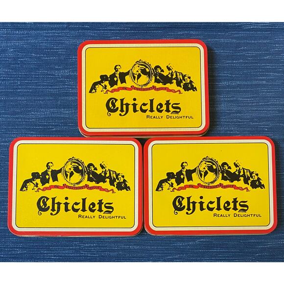 Lot of 3 Vintage Chiclets Gum Tin Empty Box Hinged Lid Advertising 50B - Picture 1 of 3